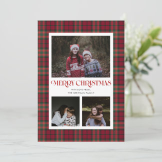 Cartes Pour Fêtes Annuelles Carreaux Rouges et Verts Multiples Photos