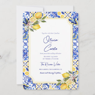 Cartes Pour Fêtes Annuelles Carrelage Méditerranéen Italien Citron Mariage