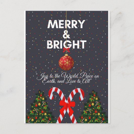 Cartes Pour Fêtes Annuelles "Carte de Noël Joyeuse et brillante" (Devant)