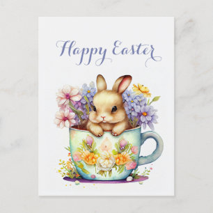 Cartes Pour Fêtes Annuelles Cartes-de-Pâques-aquarelle-florale-élégante