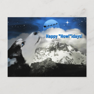 Cartes Pour Fêtes Annuelles Cartes de vœux Joyeuses Fêtes Husky aux Yeux Bleus