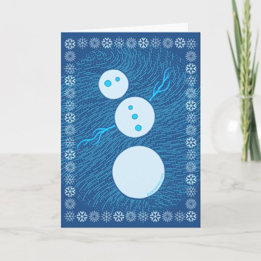Cartes Pour Fêtes Annuelles Carton bleu mignon Snowman hiver Noël (Devant)