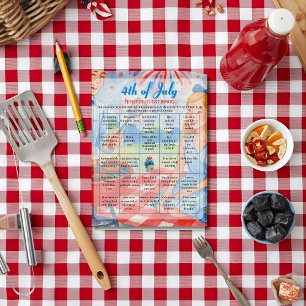 Cartes Pour Fêtes Annuelles Carton de jeu de Bingo pour le pique-nique du 4 ju