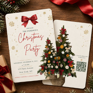 Cartes Pour Fêtes Annuelles Carton d'invitation à la fête de Noël avec un arbr
