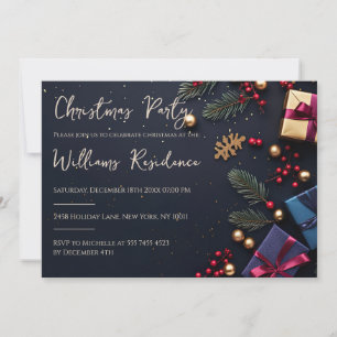 Cartes Pour Fêtes Annuelles Carton d'invitation de fête de Noël festif et élég
