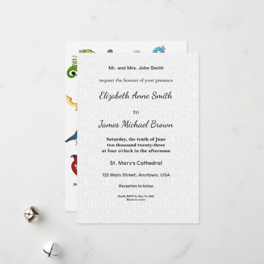 Cartes Pour Fêtes Annuelles Carton d'invitation de mariage élégant écriture cl (Devant/Arrière en situation)
