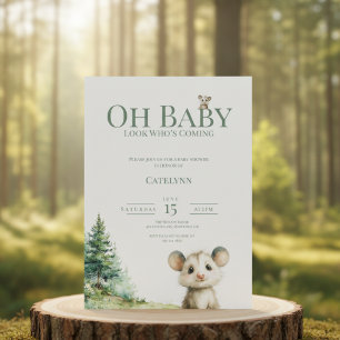 Cartes Pour Fêtes Annuelles Carton d'invitation pour Baby Shower Opossum Woodl
