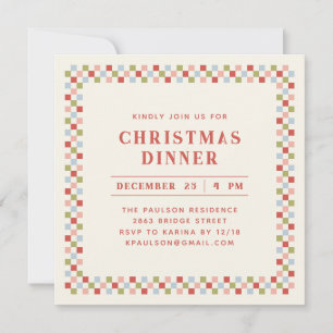 Cartes Pour Fêtes Annuelles Carton d'invitation pour fête de Noël à damier - R