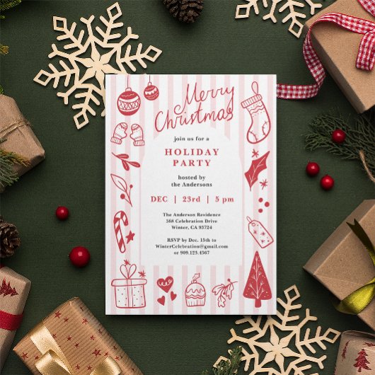 Cartes Pour Fêtes Annuelles Carton d'invitation rouge pour la fête de Noël des