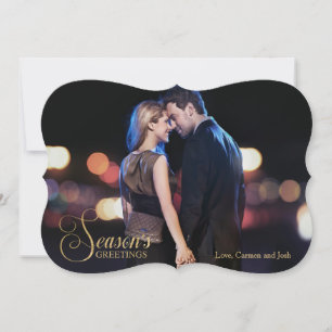 Cartes Pour Fêtes Annuelles Carton photo doré de vœux de fin d'année