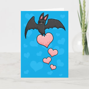 Cartes Pour Fêtes Annuelles cartoon Bat with hearts