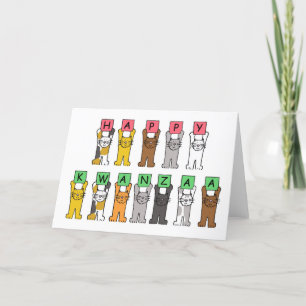 Cartes Pour Fêtes Annuelles Cartoon de chats pour un Joyeux Kwanzaa