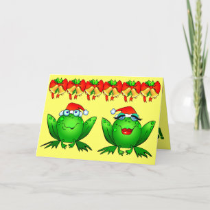 Cartes Pour Fêtes Annuelles Cartoon Grenouilles de Joyeuses Fêtes Chapeaux de