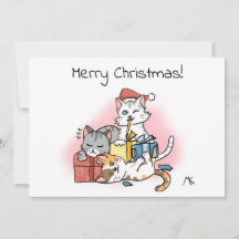 Cartoon Kittens déballage Noël présents