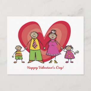 Cartes Pour Fêtes Annuelles Cartoon mignon amusant Happy Family Love Heart Val