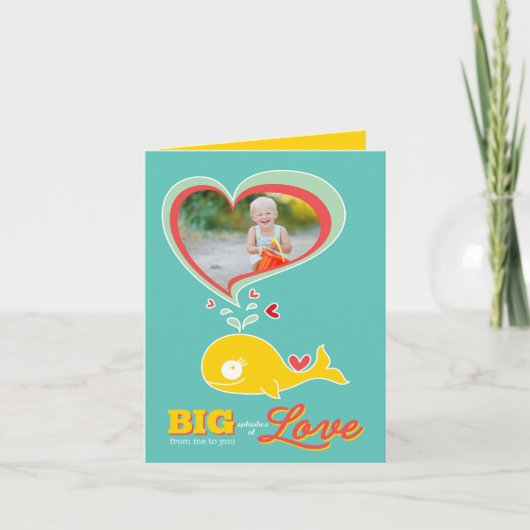 Cartes Pour Fêtes Annuelles Cartoon mignon Baleine jaune Enfant Valentine Cart (Devant)