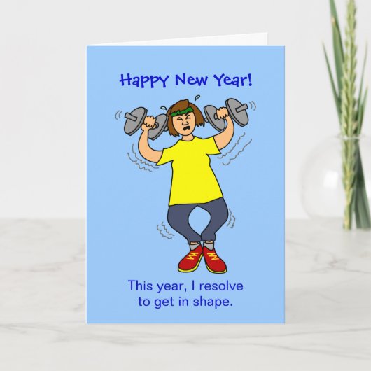 Cartes Pour Fêtes Annuelles Cartoon Nouvel An pour résolution amusante de l'en (Devant)