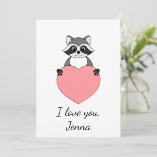 Cartes Pour Fêtes Annuelles Cartoon Raccoon amoureux Valentine