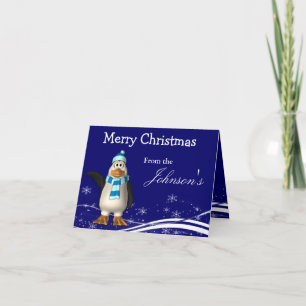 Cartes Pour Fêtes Annuelles Cartoon Santa Claus Penguin voeux de Noël