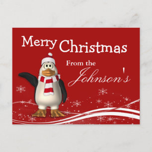 Cartes Pour Fêtes Annuelles Cartoon Santa Claus Penguin voeux de Noël