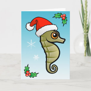 Cartes Pour Fêtes Annuelles Cartoon Seahorse Père Noël
