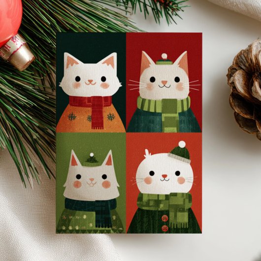 Cartes Pour Fêtes Annuelles Cartoon Xmas Kittens Meowy Christmas Cat Photo