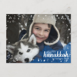 Cartes Pour Fêtes Annuelles Cascade bleue neige chute Hanoukka photo de vacanc