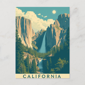 Cartes Pour Fêtes Annuelles Cascade Yosemite Vintage Rétro