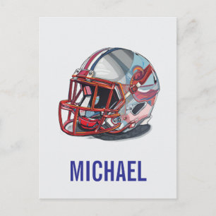 Cartes Pour Fêtes Annuelles Casque de football Pop Art Nom motivationnel
