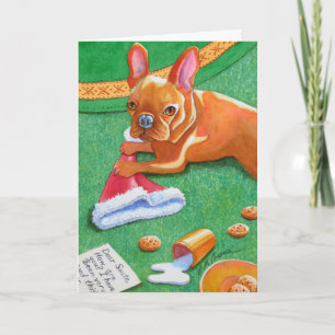 Cartes Pour Fêtes Annuelles Casquette de Père Noël Bulldog français