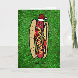 Cartes Pour Fêtes Annuelles Casquette de Père Noël de Noël de hot-dog de style