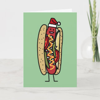Cartes Pour Fêtes Annuelles Casquette de Père Noël de Noël de hot-dog de style