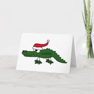 Cartes Pour Fêtes Annuelles Casquette de port de Noël d'alligator mignon
