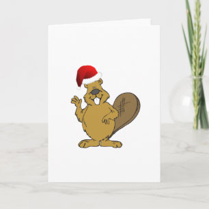 Cartes Pour Fêtes Annuelles Casquette mignon de père Noël de castor