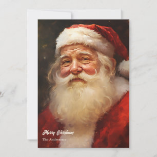 Cartes Pour Fêtes Annuelles Casquette rouge souriant classique rétro Père Noël