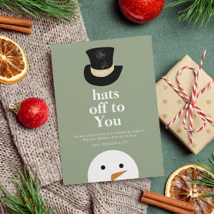 Cartes Pour Fêtes Annuelles Casquettes de chez vous Snowman Sage Green Company