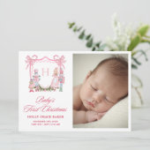 Cartes Pour Fêtes Annuelles Casse-Noisette Mignon Blason Monogramme Bébé (Debout devant)