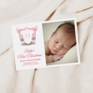 Cartes Pour Fêtes Annuelles Casse-Noisette Mignon Noël Monogramme Blason Bébé
