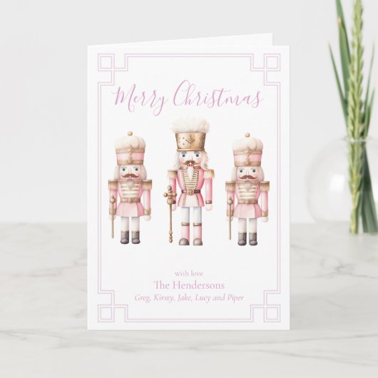 Cartes Pour Fêtes Annuelles Casse-Noisette Rose de Noël (Devant)