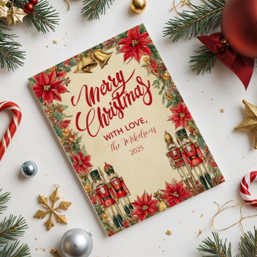 Cartes Pour Fêtes Annuelles Casse-noix classique rouge et or