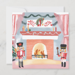 Cartes Pour Fêtes Annuelles Casse-noix de Noël Cheminée Aquarelle Joyeuse