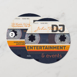 Cartes Pour Fêtes Annuelles Cassette audio rétro 80s DJ Business Round C