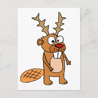 Cartes Pour Fêtes Annuelles Castor drôle avec rennes Antlers Art de Noël