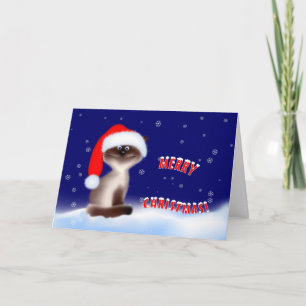 Cartes Pour Fêtes Annuelles Cat à Santa Hat