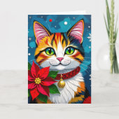 Cartes Pour Fêtes Annuelles Cat and Poinsettia Personalized Christmas (Devant)