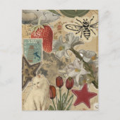 Cartes Pour Fêtes Annuelles Cat Floral Collage Pattern – Cute Artistic Design (Devant)