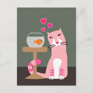Cartes Pour Fêtes Annuelles Cat & Goldfish Valentine