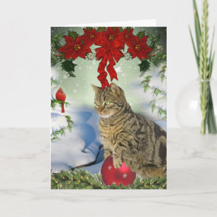 Cartes Pour Fêtes Annuelles Cat Plays with Christmas Decoration Cards