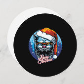 Cartes Pour Fêtes Annuelles Cat Santa Claus souhaite Joyeux Noël (Devant / Derrière)