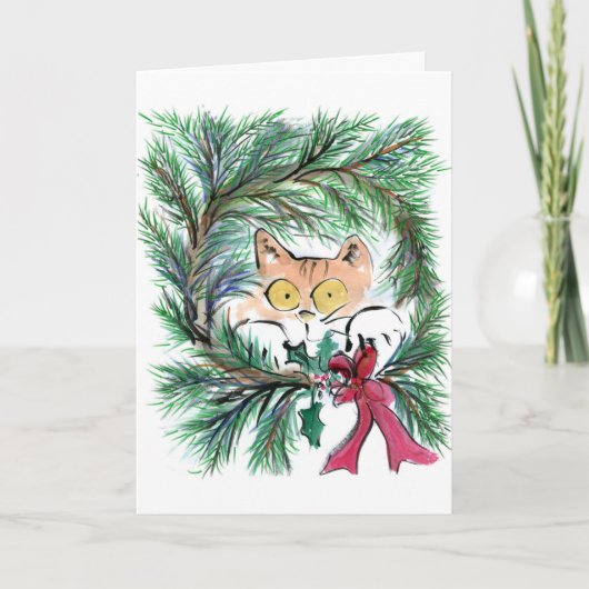 Cartes Pour Fêtes Annuelles Cat Wreath (Devant)